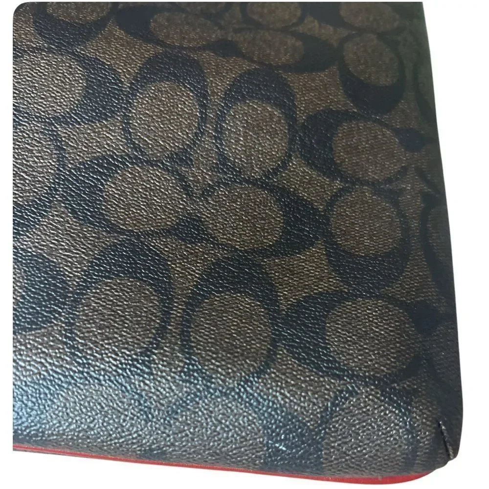 Coach Signature Rowan Brown and Red‎ Crossbody